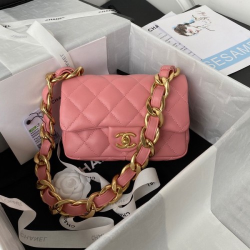 BOLSO SOLAPA CHANEL AS3214 rosa