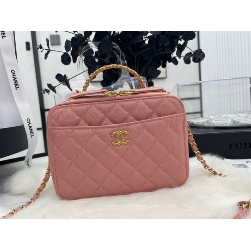 BOLSO DE MANO CHANEL Piel de ternera granulada y metal dorado AP3222 rosa