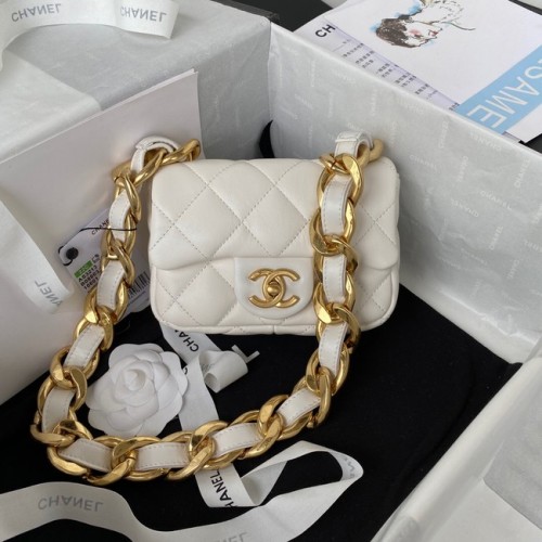 BOLSO MINI SOLAPA CHANEL AS3213 blanco
