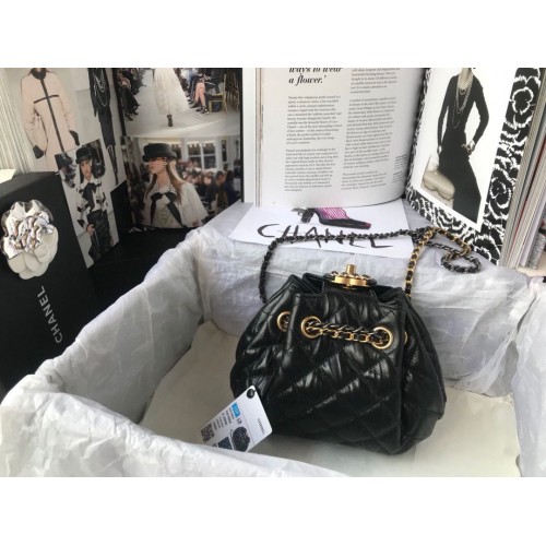Bolso Cuerda de Cuero Original CHANEL AS1802 Negro