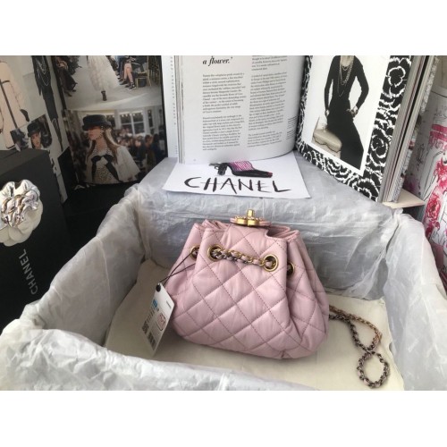 Bolso Cuerda de Cuero Original CHANEL AS1802 Rosa