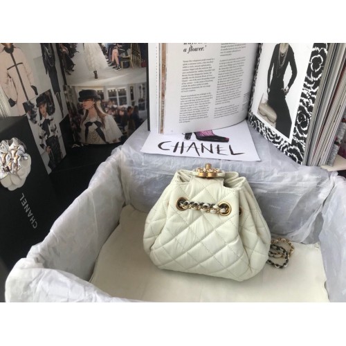 Bolso Cuerda de Cuero Original CHANEL AS1802 Blanco