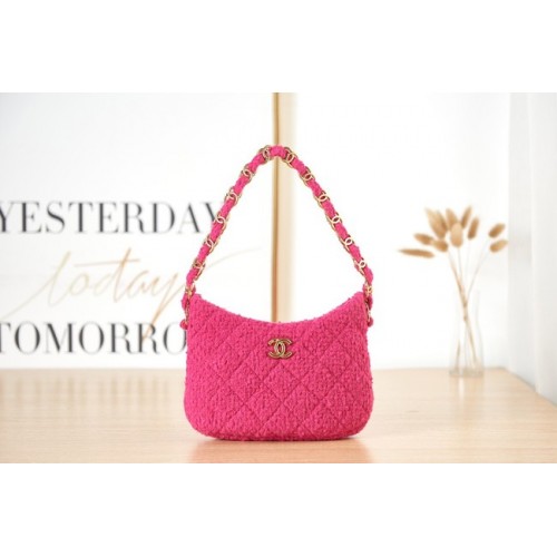 CHANEL PEQUEÑO Tweed Metal dorado AS3562 ROSA