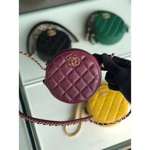 Paquete de cadena de piel de oveja CHANEL A0725 Borgoña