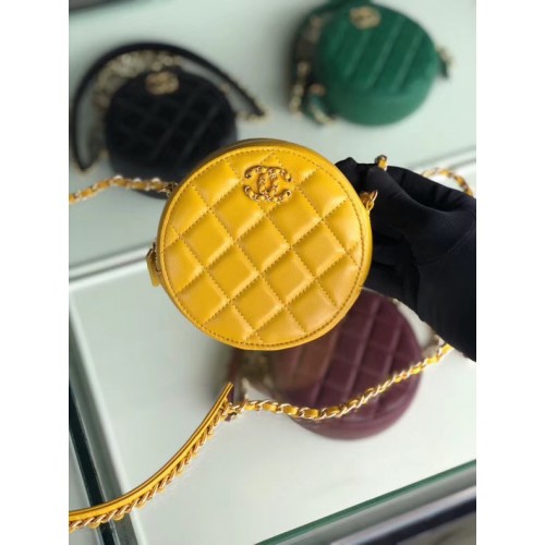 Paquete de cadena de piel de oveja CHANEL A0725 amarillo