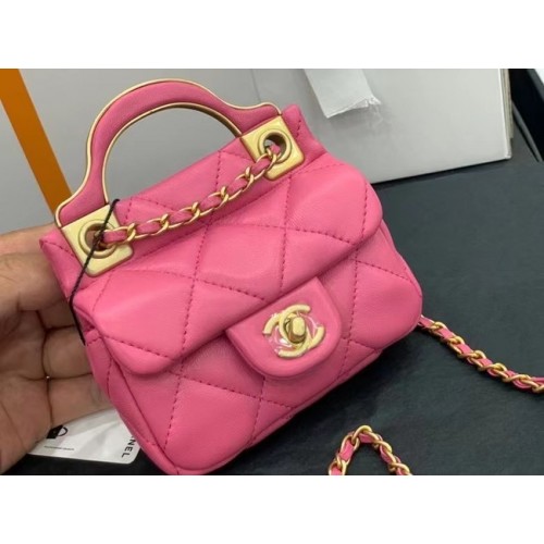 CHANEL Top Handle Micro Mini Wallet con cadena AP2271 rosa