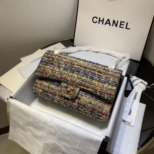 CHANEL Tweed Piel de becerro -Tono dorado-Metal dorado 1112 albaricoque