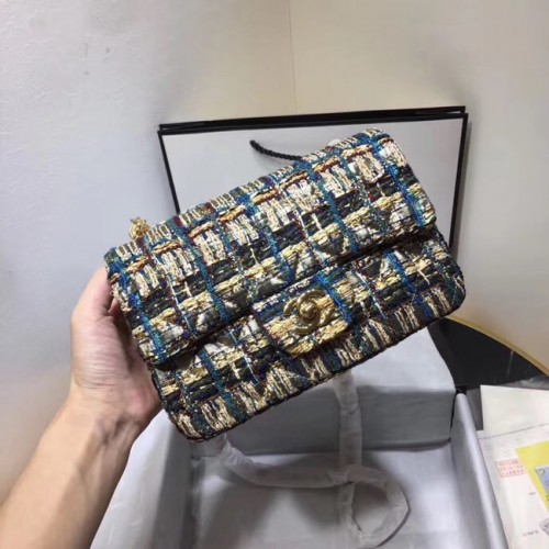 CHANEL Tweed Piel de becerro -Tono dorado-Metal dorado AS1116 dorado