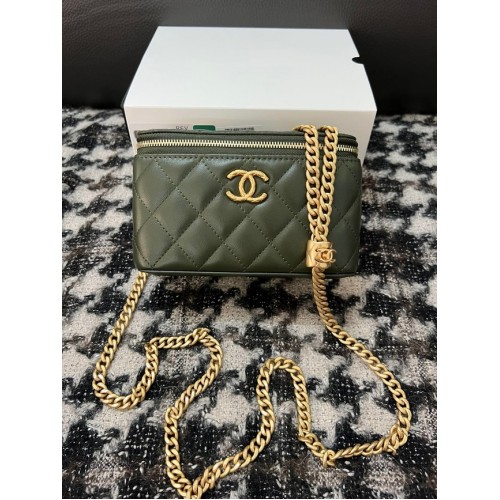 CHANEL VANITY CON CADENA 68106 verde negruzco