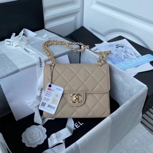 Bolso mini con solapa CHANEL AS2468 Albaricoque