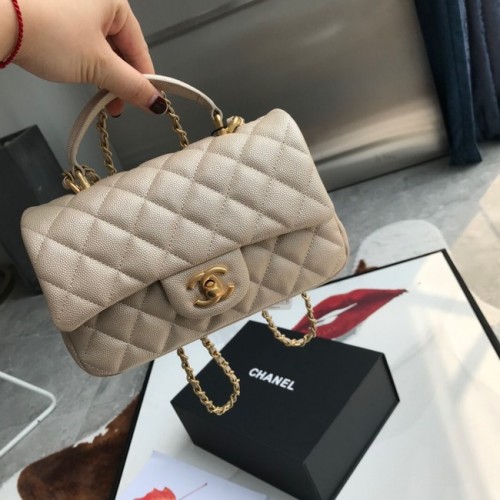 Bolso mini con solapa y asa superior CHANEL AS2431 Albaricoque