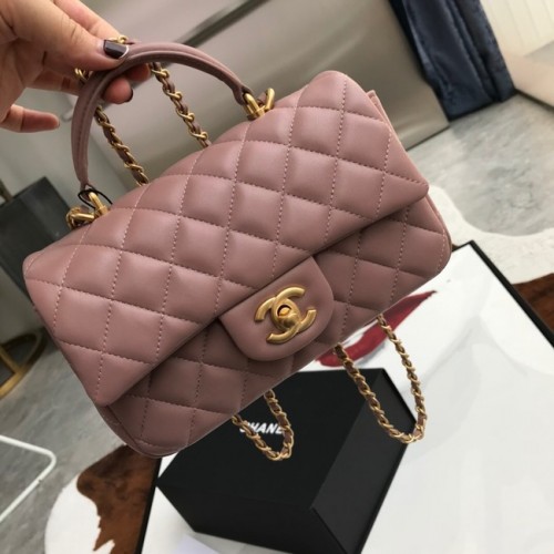 Bolso mini con solapa y asa superior CHANEL AS2431 rosa