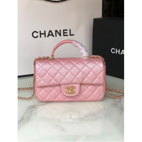 Bolso mini solapa con asa superior CHANEL AS2431 rosa