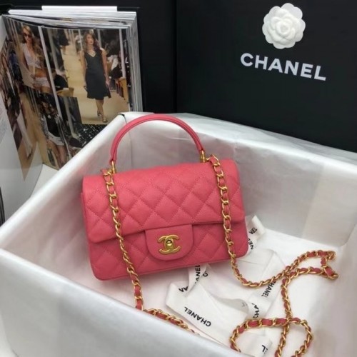 Bolso mini solapa con asa superior CHANEL AS2431 rosa