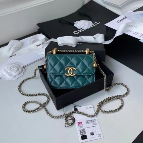 Minicartera CHANEL con cadena AP2290 verde