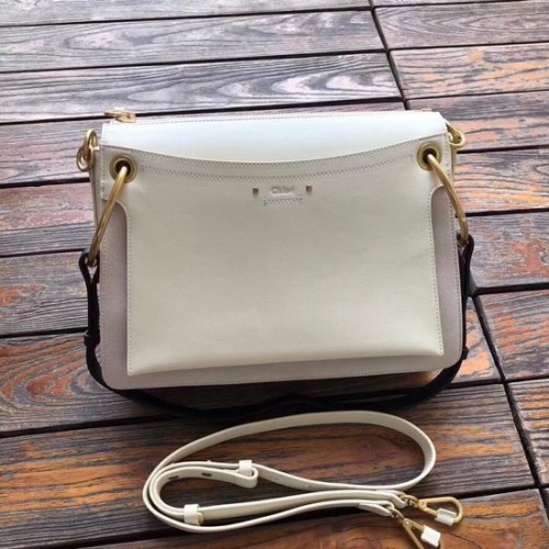 CHLOE Bolso de hombro Roy de piel y ante 20656 crema