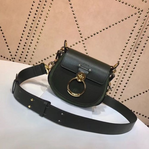 CHLOE Tess Bolso bandolera pequeño de piel 3E153 Verde negruzco