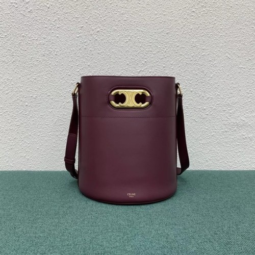 Celine BOLSO SACO DE BECERRO BRILLANTE 193043 Burdeos