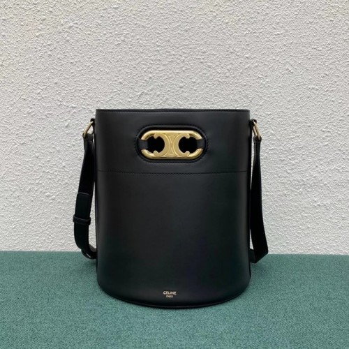 Celine BOLSO SACO DE BECERRO BRILLANTE 193043 negro