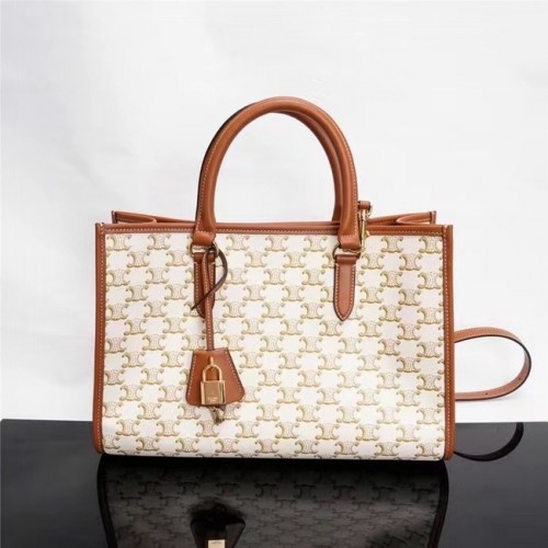 Celine MINI CABAS HORIZONTALES DE LONA TRIOMPHE Y PIEL DE BECERRO 199742 199742 blanco