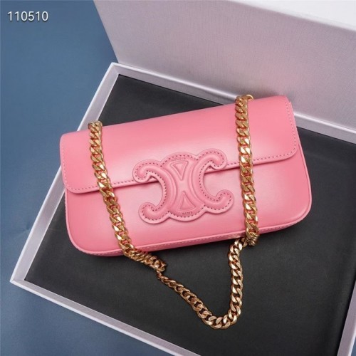Celine BOLSO DE HOMBRO CON CADENA TRIOMPHE DE BECERRO BRILLANTE 199243 ROSA