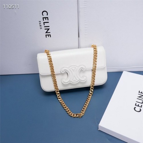 Celine BOLSO DE HOMBRO CON CADENA TRIOMPHE DE BECERRO BRILLANTE 199243 BLANCO