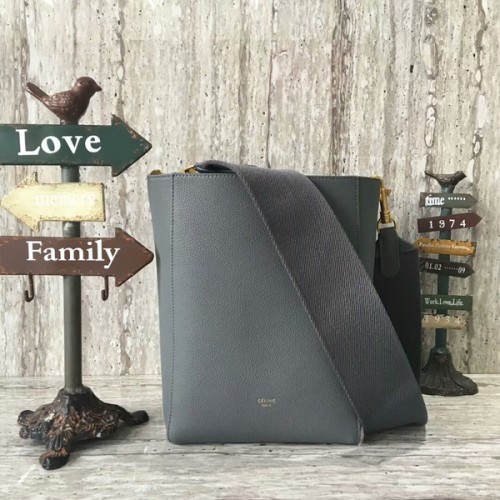 Celine Cabas Phantom Bolsos Lichee Patrón Cuero 77426 Gris