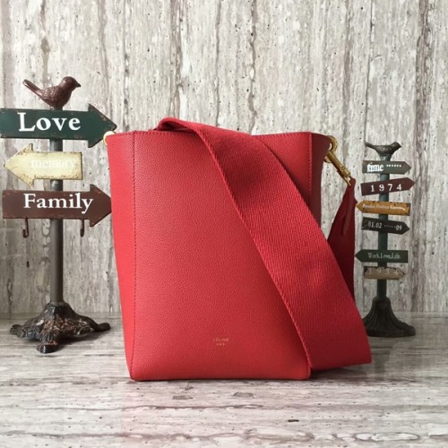 Celine Cabas Phantom Bolsos Lichee Patrón Cuero 77426 Rojo