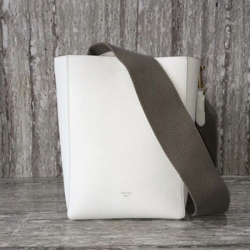 Celine Cabas Phantom Bolsos Lichee Patrón Cuero 77426 Blanco