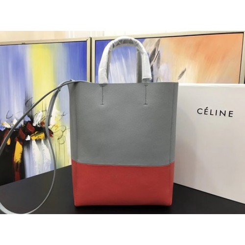 Celine Cabas Phantom Bolsos Cuero Original C3365 Gris&Rojo
