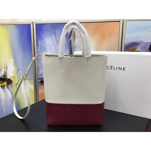 Celine Cabas Phantom Bolsos Cuero Original C3365 OffWhite&Red