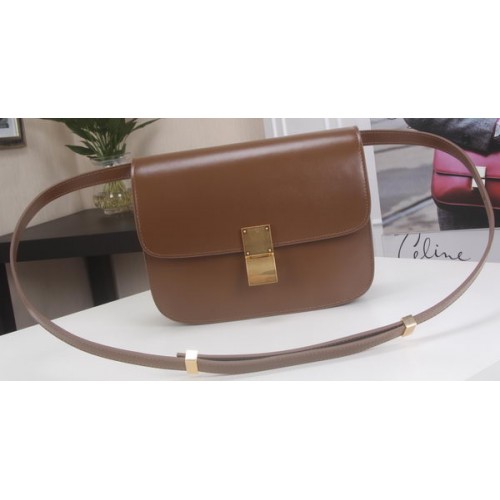 Celine Classic Box Flap Bag Piel de becerro C3369 Marrón