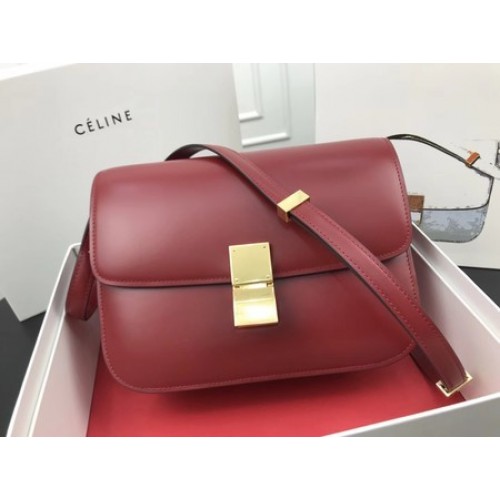 Celine Classic Box Flap Bag Piel de becerro original 3378 Rojo