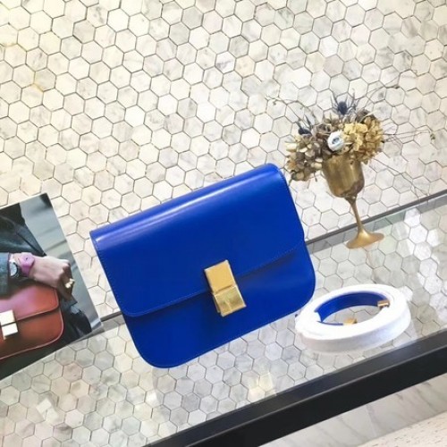 Celine Classic Box Flap Bag Original Piel de becerro 5698 Azul
