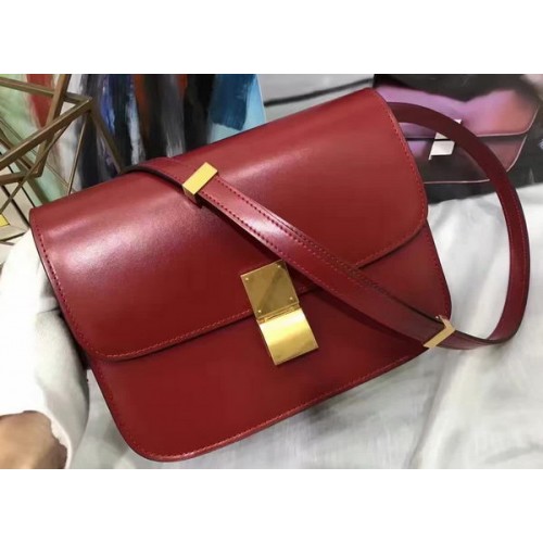 Bolso Celine Classic Box Flap Cuero Liso C20447 Rojo