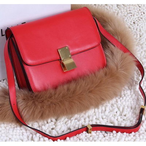 Celine Classic Box Bolso pequeño con solapa Piel de becerro C88007T Rojo