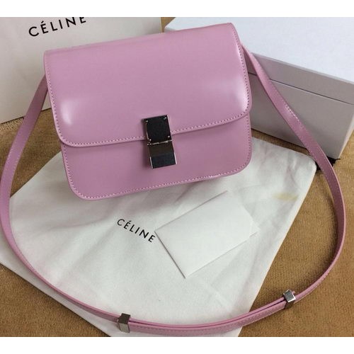 Bolso pequeño con solapa Celine Classic Box Piel lisa C11042 Rosa claro