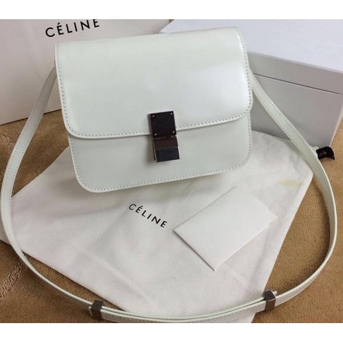 Bolso pequeño con solapa Celine Classic Box Piel lisa C11042 OffWhite
