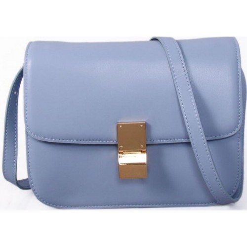 Celine Classic Box Bolso pequeño con solapa Piel lisa C88007C Azul cielo