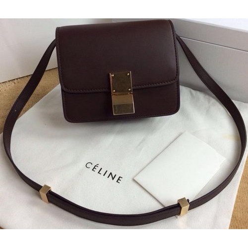 Bolso mini con solapa Celine Classic Box Piel lisa C11041T Burdeos