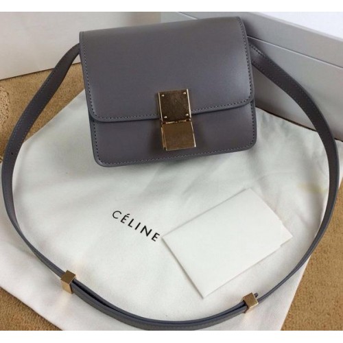 Bolso Mini Flap Celine Classic Box Cuero Liso C11041T Gris