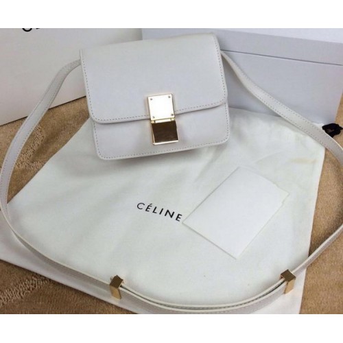 Bolso Mini Flap Celine Classic Box Cuero Liso C11041T Blanco