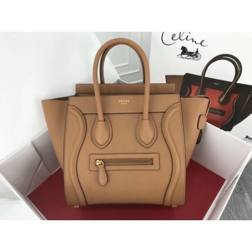 Celine Equipaje Micro Bolso Tote Cuero Original CLY33081M Albaricoque