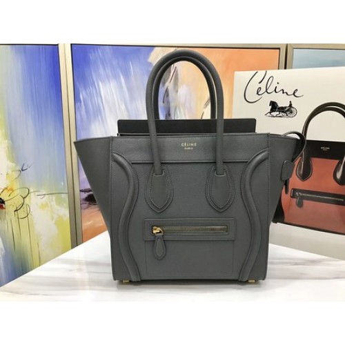 Celine Equipaje Micro Bolso Tote Cuero Original CLY33081M Gris Profundo