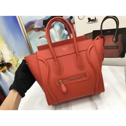 Celine Equipaje Micro Bolso Tote Cuero Original CLY33081M Naranja