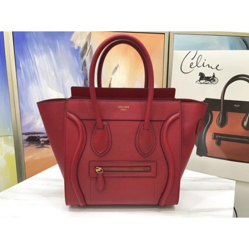 Celine Equipaje Micro Bolso Tote Cuero Original CLY33081M Rojo