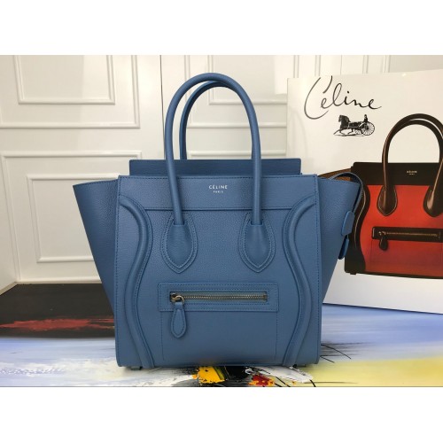 Celine Equipaje Micro Bolso Tote Cuero Original CLY33081M azul