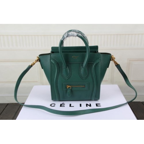 Celine Equipaje Nano Bolso Cuero Original CTS3309 Verde
