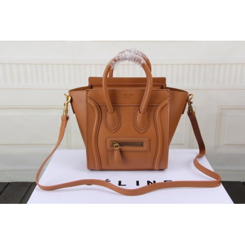 Celine Equipaje Nano Bolsa Cuero Original CTS3309 Trigo