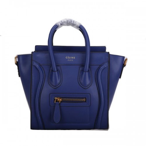 Celine Equipaje Bolso Nano Cuero Liso C106 Azul